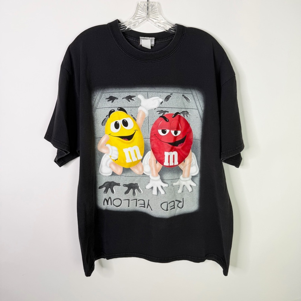 Vintage 90s M&Ms Foot Prints T Shirt XL Faded USA Made Promo Tee Graphic Retro